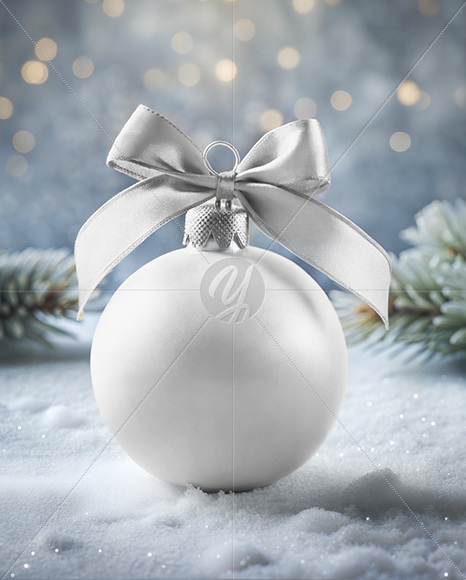 Matte Christmas Ball with Bow Mockup