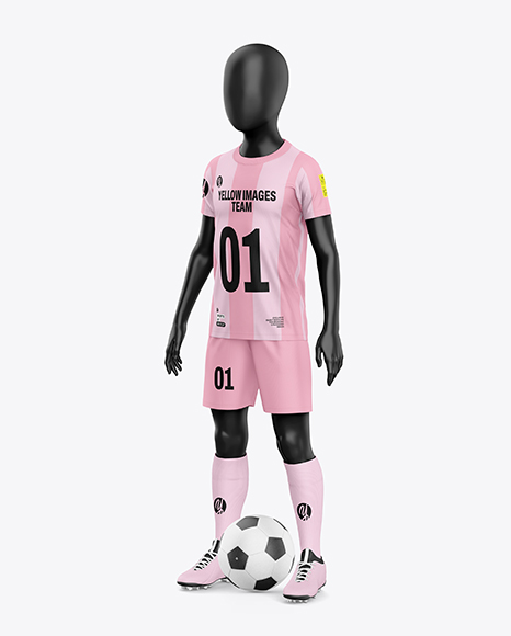Kids Soccer Kit w/ Mannequin Mockup - Half Side View