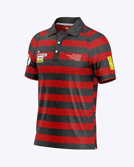 Men's Heather Raglan Polo Shirt Mockup - Half Side View