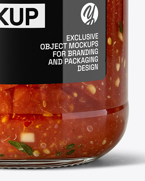 Clear Glass Jar with Tomato Bruschetta Mockup