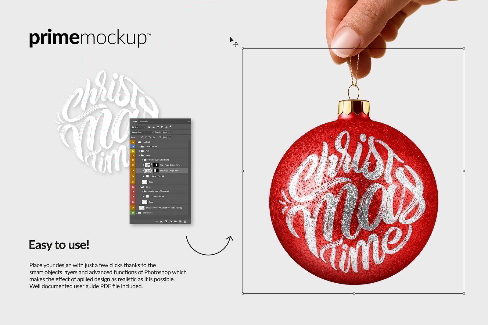 Hand Holding Christmas Ball Ornament Mockup Scene