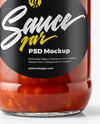 Clear Glass Jar with Tomato Salsa Mockup