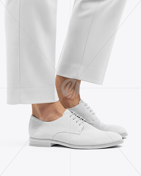 Suede Derby with Trousers on Women's Legs Mockup
