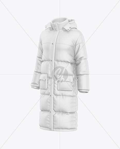 Men's Long Down Jacket Mockup - Half Side View