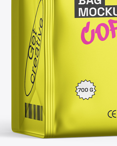 Metallic Coffee Bag Mockup – Half Side View