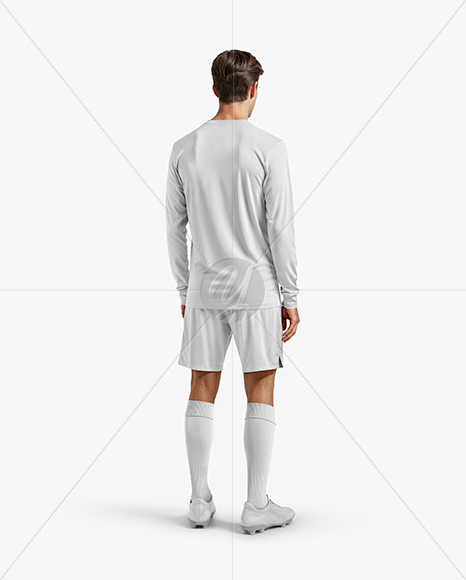 Man Wearing Long Sleeve Soccer Jersey and Shorts Mockup