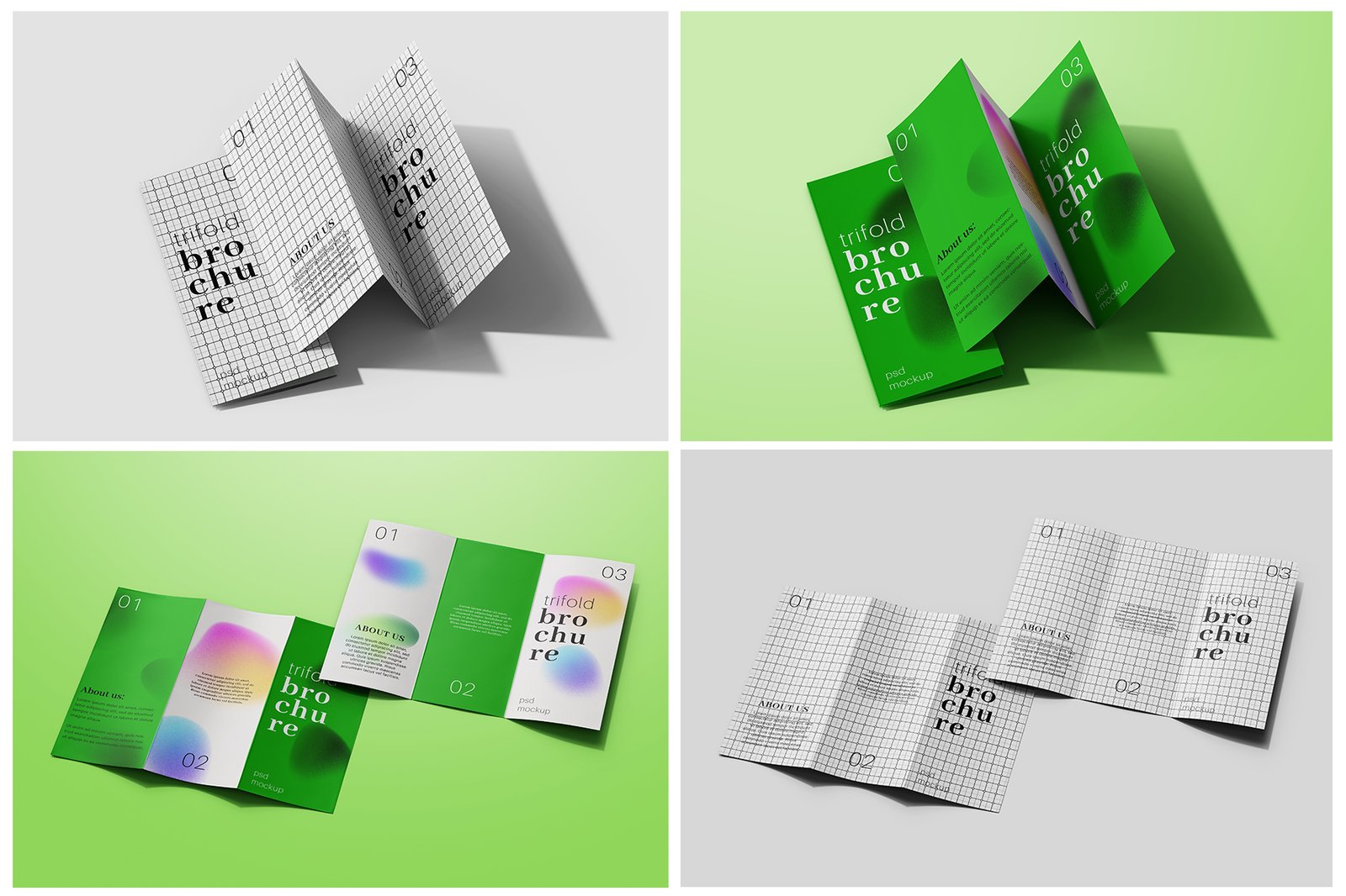 Trifold Brochure Mockup Set