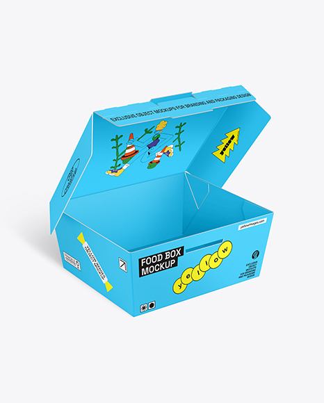 Opened Paper Food Box Mockup - Paper+Food+Boxes+Packaging+Mockup+Collection+|+|+Designertale