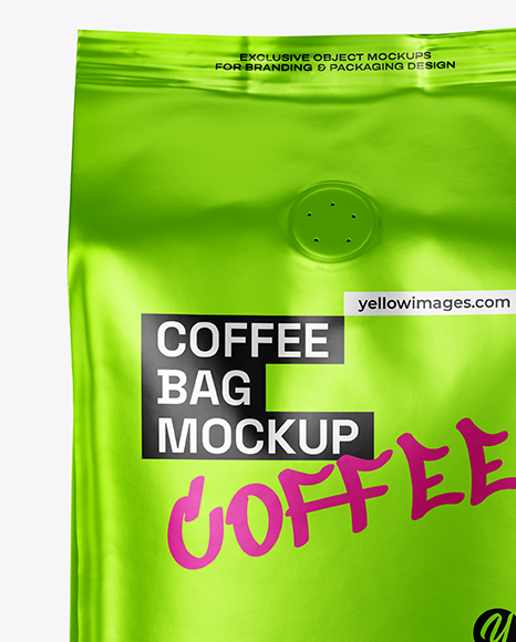 Metallic Coffee Bag with Valve Mockup