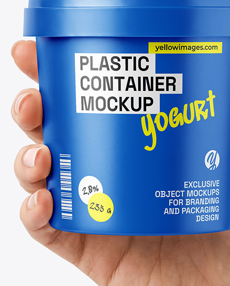 Matte Plastic Container in a Hand Mockup