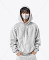 Young Asian Man Wearing Oversize Hoodie & Face Mask Moсkup