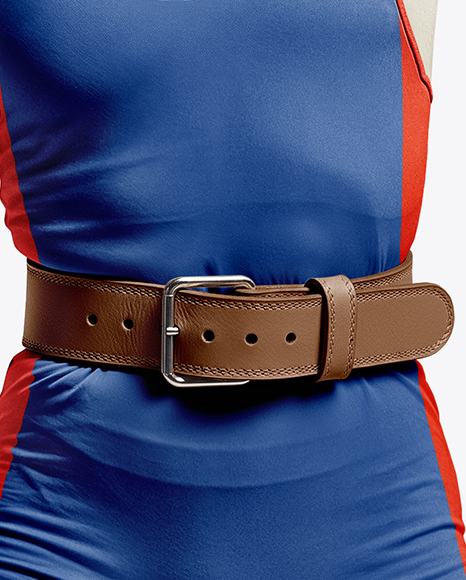 Woman Wearing Weightlifing Suit with Medal Mockup