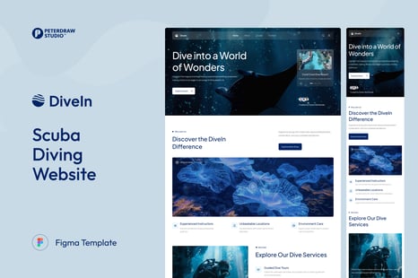 DiveIn – Scuba Diving Website UI Figma Template - UI Kits & UX Wireframes