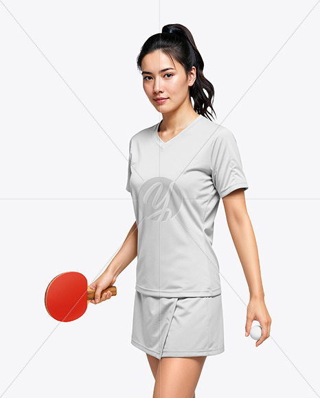 Woman Wearing Table Tennis Uniform Mockup