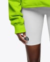 Black Woman Wearing Oversize Hoodie and Cycling Shorts Mockup
