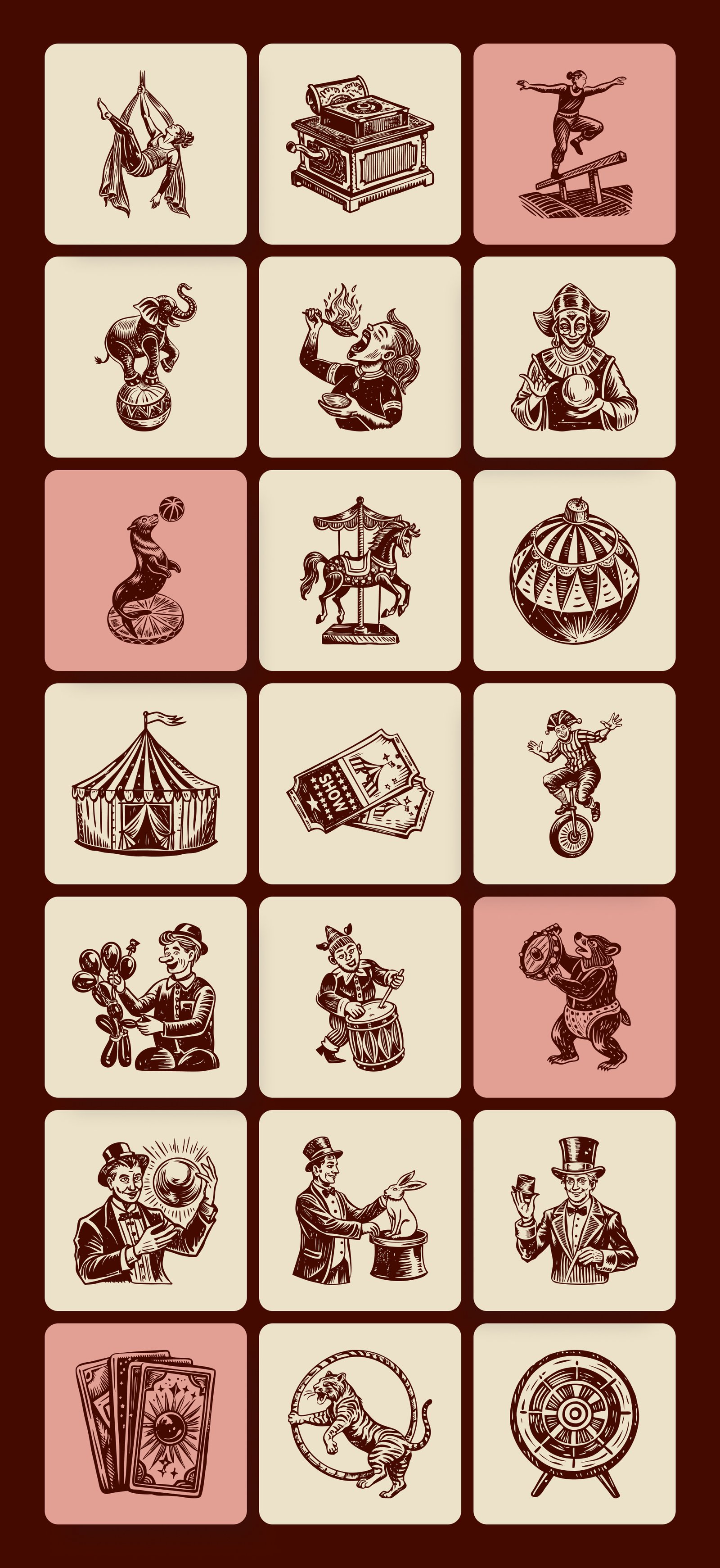 Vintage Circus Illustration Set