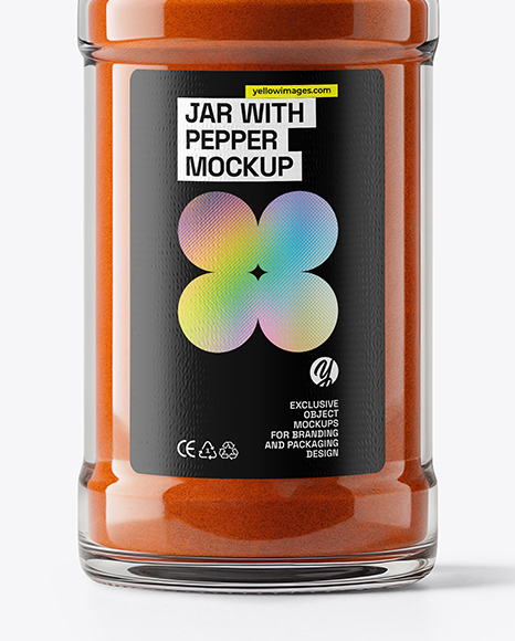 Glass Jar with Chili Powder Mockup