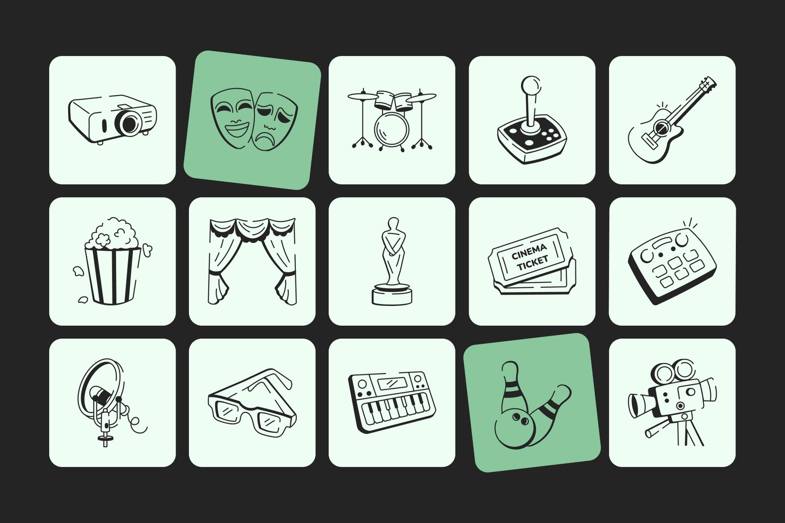 Entertainment Doodle Icon Set