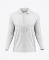 Men's Heather Long Sleeve Polo Shirt Mockup - Front View