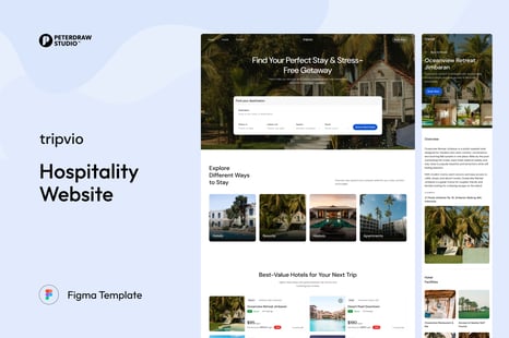 Tripvio – Hospitality Website UI Figma Template - UI Kits & UX Wireframes