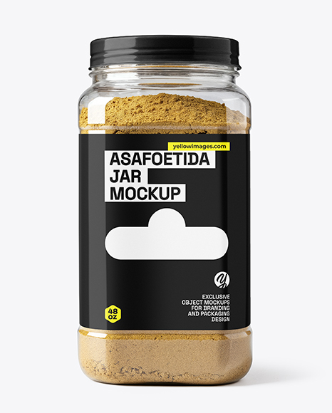 Plastic Jar Filled Asafoetida Spice Mockup - Plastic jar mockup