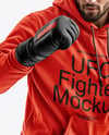 Male UFC Fighter Wearing Hoodie & Shorts over Tights Mockup