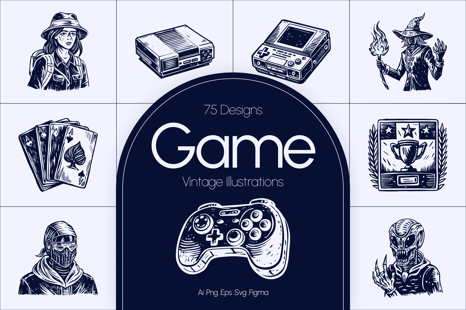 Vintage Game Illustration Set - Illustrations