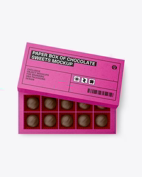 Kraft Box of Chocolate Sweets Mockup - White box mockup