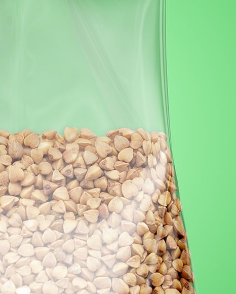 Transparent Package with Buckwheat Mockup