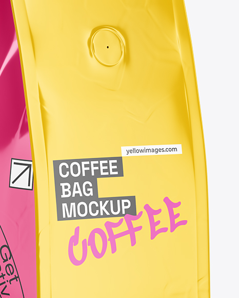 Glossy Coffee Bag Mockup - Half Side view