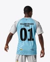 Afro-American Man Wearing Raglan Soccer Jersey and Shorts Mockup