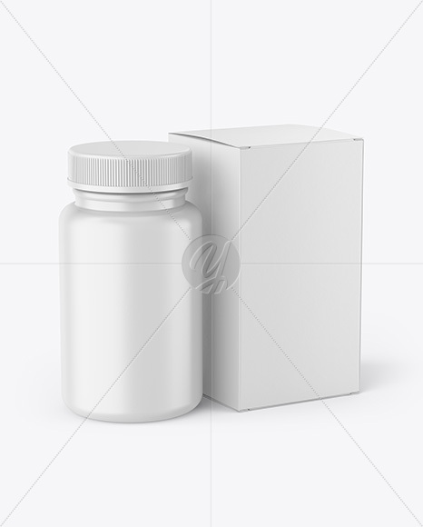 Plastic Pill Bottle with Paper Box Mockup