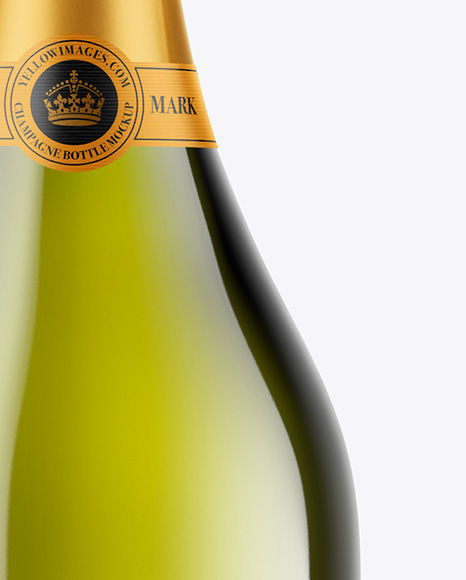 Green Glass Champagne Bottle Mockup