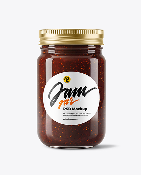 Glass Jar with Fig Jam Mockup - Glass+Jar+With+Various+Fillers+Mockup+In+Jar+Mockups+On+Yellow