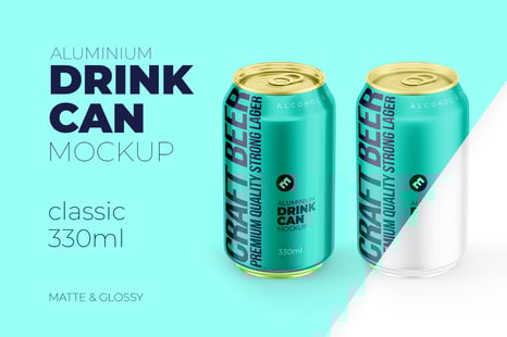 Classic 330ml Aluminium Can Mockup - Packaging Mockups