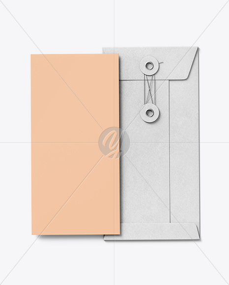 Kraft Paper Envelope with Letter Mockup – Top View
