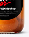 Glass Jar with Apricot Preserves Mockup