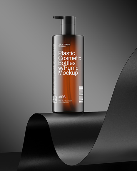 Amber Cosmetic Bottles with Pump Cap Mockup - Snapback cap psd mockup