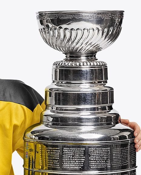 Ice Hockey Player with Stanley Cup Mockup