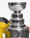 Ice Hockey Player with Stanley Cup Mockup