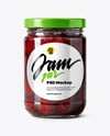 Glass Jar with Cherry Jam Mockup