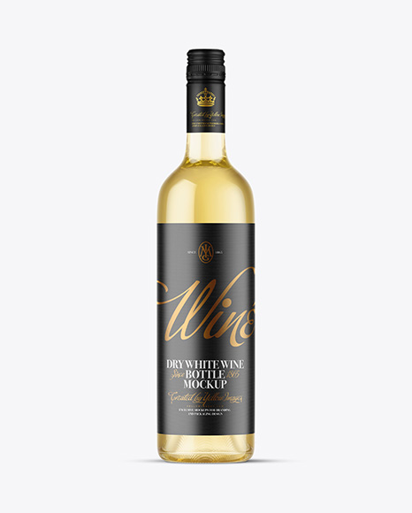 Clear Glass White Wine Bottle Mockup - White+Cake+Boxes