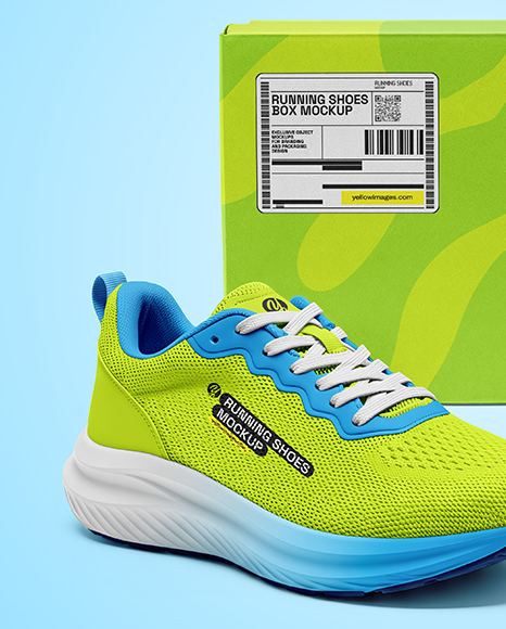 Running Shoes with Box Mockup