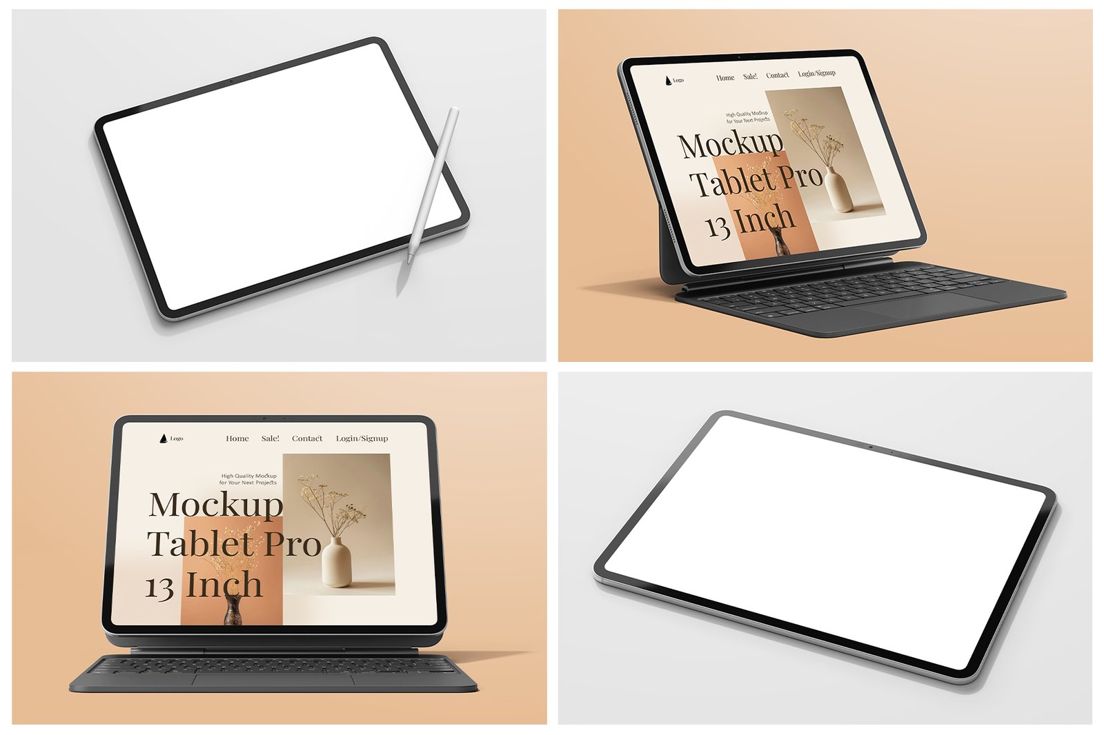 iPad Pro 13 Inch with Magic Keyboard PSD Mockup Pack