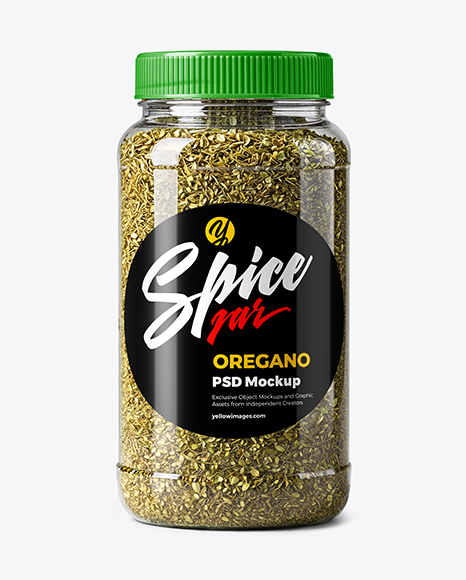 Plastic Spice Jar with Oregano Mockup - Plastic jar mockup