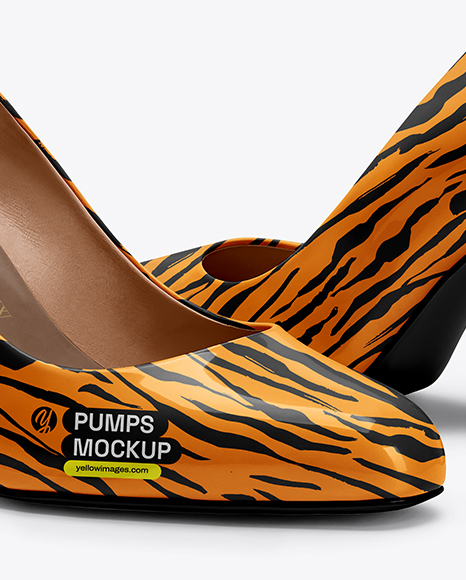 Pair of Block Heel Pumps Mockup