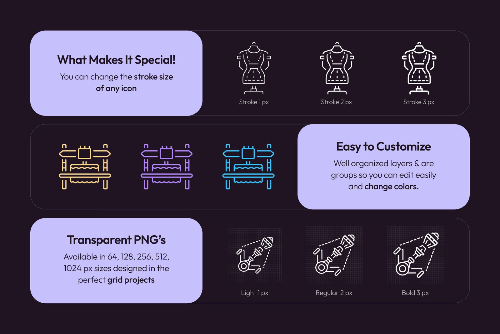Textile Icon Art Set