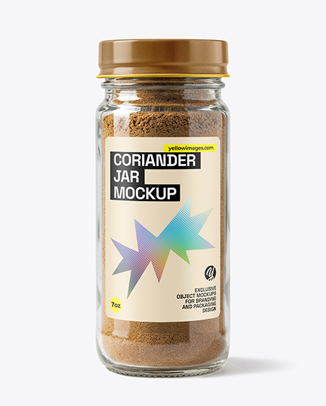 Glass Jar with Grounded Coriander Mockup - Glass+Jar+With+Various+Fillers+Mockup+In+Jar+Mockups+On+Yellow
