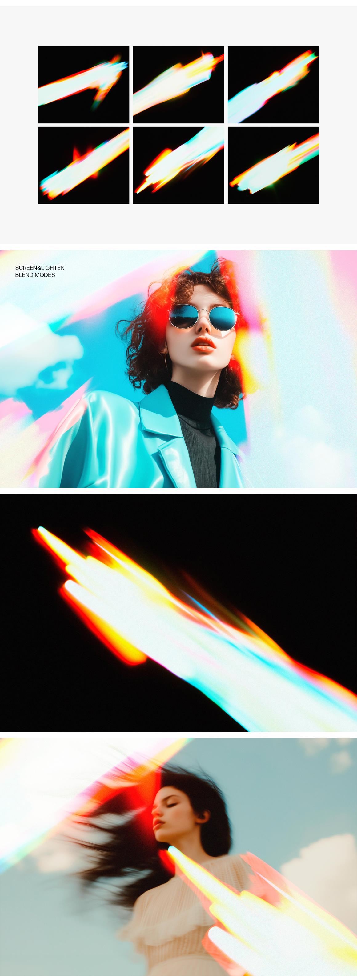 Rainbow Light Leaks Overlays