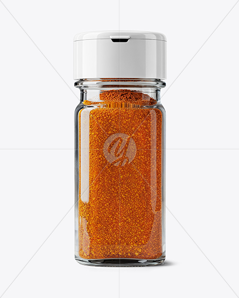 Square Glass Jar with Cayenne Pepper Mockup